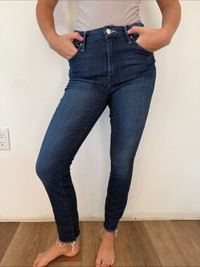 Mother 26 High-Rise Dark Blue Skinny Jeans - Women's